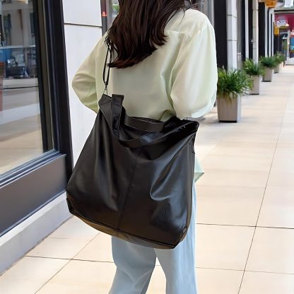 Everyday Large Black Leather Tote - Image 2